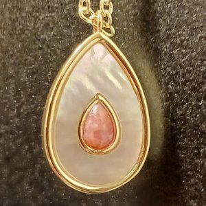 14k Gold-Plated Pear Opal Pendant Necklace
